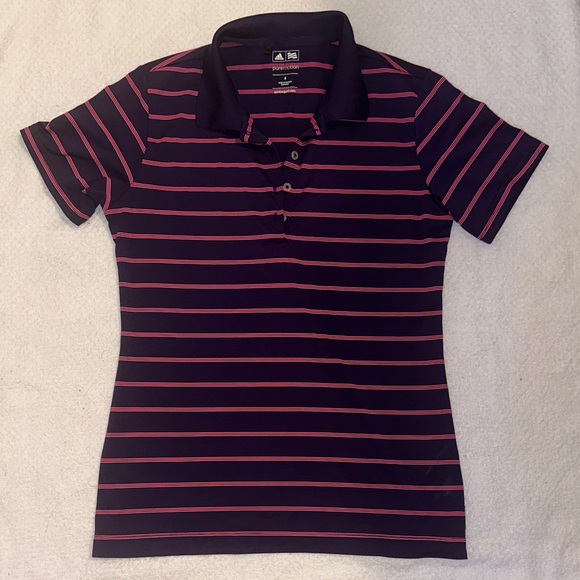 adidas Tops - Adidas Women's Button Down Shirt - Black and Pink Stripes